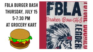 FBLA Burger Bash Thursday, July 15, 5-7:30 PM