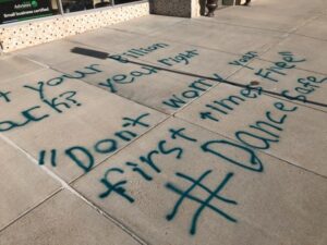 Sidewalks On Broken Bow Square Vandalized Overnight