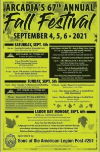 Arcadia's 67th Annual Fall Festival Labor Day Weekend