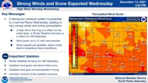 High wind warning in effect Wednesday until 9 pm