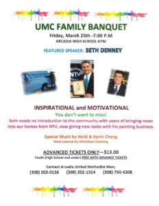 UMC Family Banquet on March 25 with Featured Speaker Seth Denney