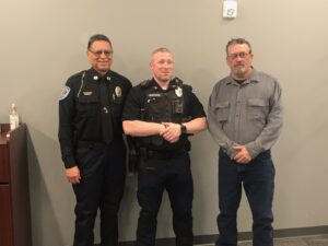 Broken Bow Police Sergeant Chris Anderson Receives Pins During City Council April 26 Meeting