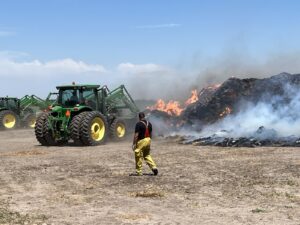Three County Fire Departments Respond to Hay Fire on Pressey West Road