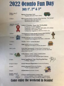 Oconto Fun Days July 1, 2, & 3 2022