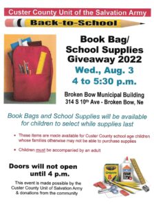 Salvation Army Book Bag Giveaway Returns to Municipal Building 8/3