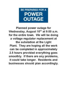 Planned Power Outage in Ansley Wednesday, August 10