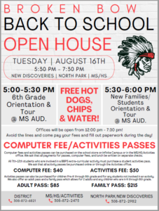 BBPS Open House Scheduled for Tuesday & School Board Meeting on Monday