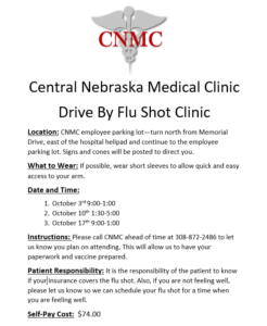 CNMC Holding Three Drive-By Flu Shot Clinics in October
