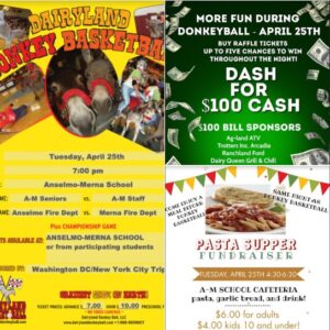 Donkey Basketball & Pasta Supper at Anselmo-Merna April 25