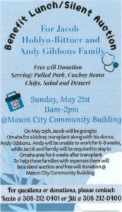 Mason City hosting Sunday benefit for families of kidney donor Gibbons and Hoblyn-Bittner