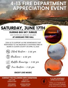 4-13 Event is Anselmo's 'Thank you' to Cooksley fire departments during Big Sky