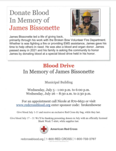 Two blood drives coming to Bow in honor of James Bissonette