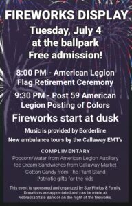 Callaway offering 4th of July fireworks and more at ballpark on Tuesday