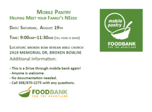 Mobile Food Pantry returning to Broken Bow this Saturday