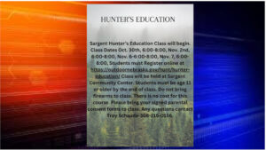 Hunter Education Classes at the Sargent Community Center