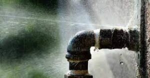 Broken Water Main Near Catholic Church in Broken Bow
