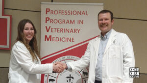 Milburn vet student receives white coat from Broken Bow mentor