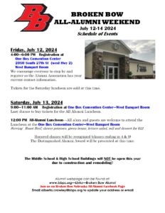 Broken Bow Alumni is Scheduled for this Weekend