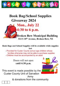 Book Bag/School Supplies Giveaway July 22