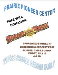 Prairie Pioneer Senior Center will have a Burger Bash on Friday
