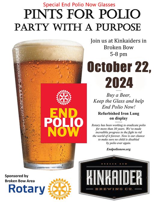 Pints for Polio event scheduled for Tuesday night in Broken Bow
