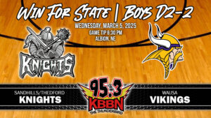 Sandhills/Thedford Takes on Wausa for D2-2 District Final on KBBN 95.3 FM - Postponed and Moved  to Wednesday