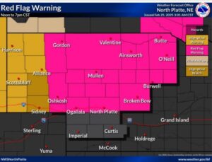 Red Flag warning covers the area Tuesday