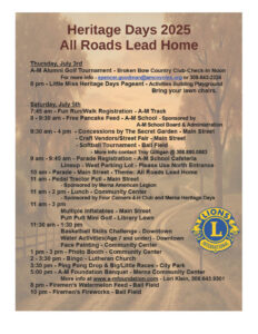 Merna Heritage Days has events on July 3 & 5