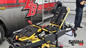 The Hinckley Medical OneWeight scale integrated into Broken Bow's gurney system. (Click to enlarge)