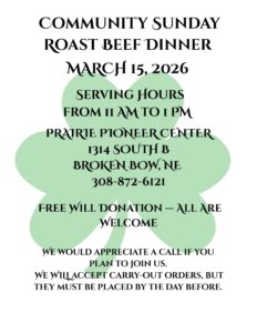 Prairie Pioneer Center invites community to Sunday roast beef dinner