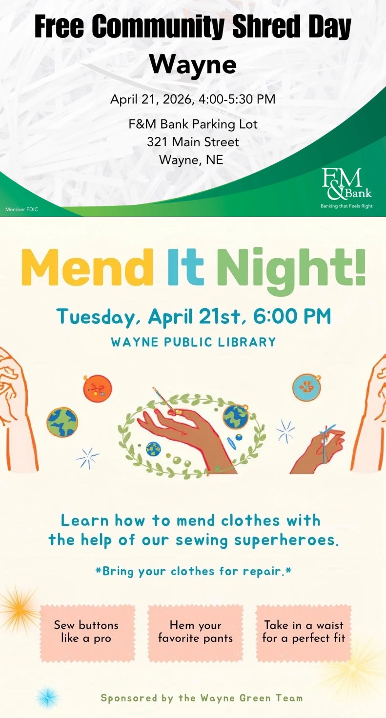 Day Mend Wayne Green Team And F&M Bank Hosting Events Tonight For Recycling And ...