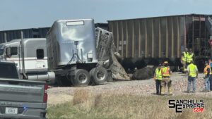 Truck vs train accident slows traffic west of Broken Bow on Tuesday
