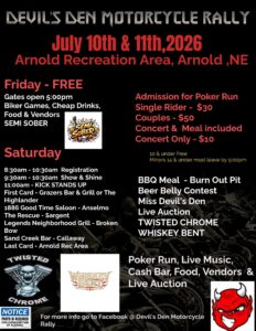 Arnold will host the 15th Annual Devil's Den Motorcycle Rally July 10-11