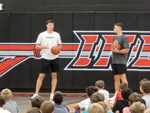 Nebraska Basketball Players Pryce Sandfort and Cale Jacobsen Visit Broken Bow for Youth Basketball Camp