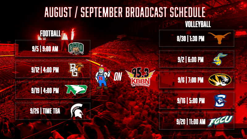 Aug/Sept Husker schedule (ends 8/26)