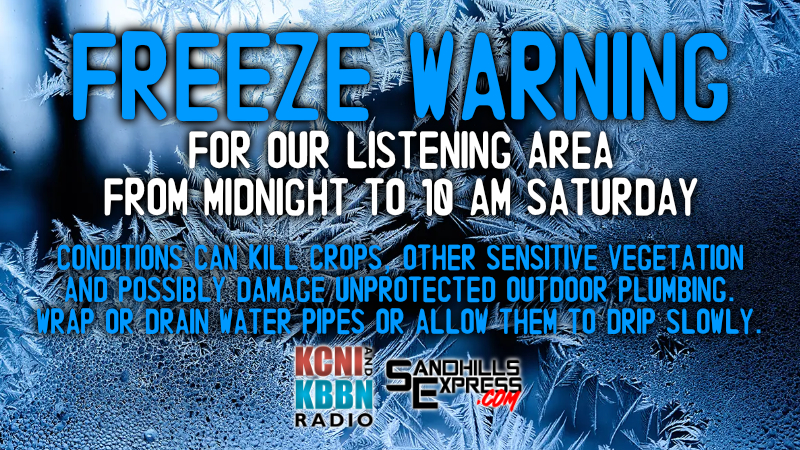 FREEZE WARNING thru Oct 17